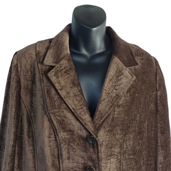 Croft & Barrow Women's Brown Chenille Blazer Jacket Size 12 - Picture 3 of 8